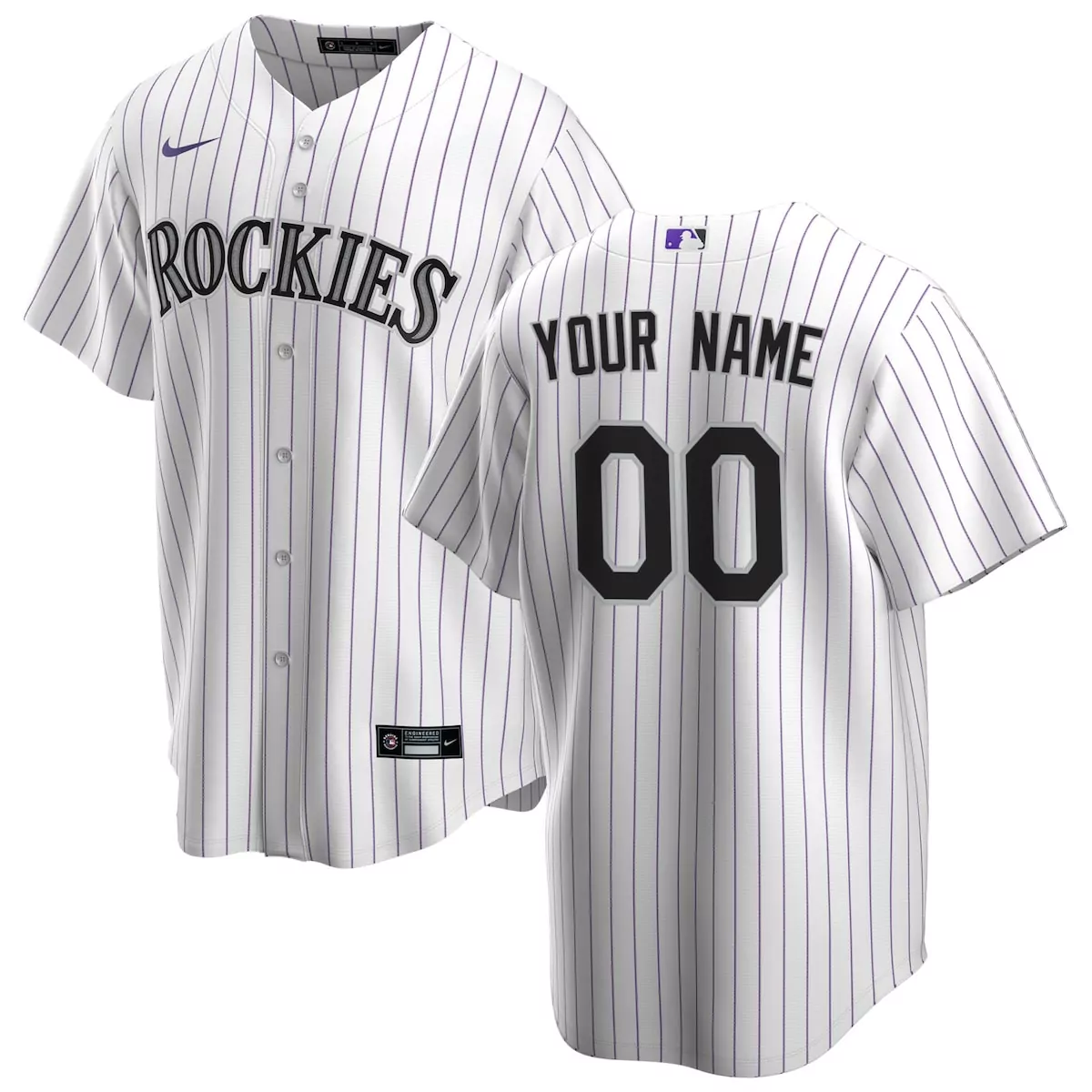 Custom Colorado Rockies Jersey White Men Pinstripe Design Purple Black Home