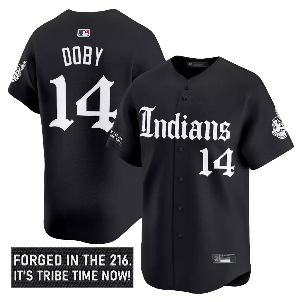Doby Indians 14 Jersey Black City Connect Cleveland Guardians Men White Stitched
