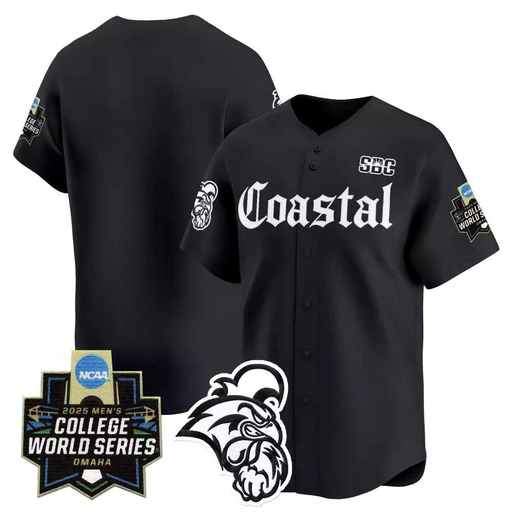 Coastal Chanticleers Jersey Black College World Series 2025 Men White Stitched Vapor