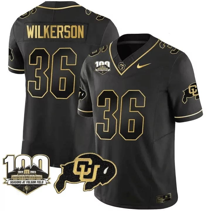Syveon Wilkerson 36 Jersey Black 100 Seasons At Folsom Field Colorado Buffaloes Cu