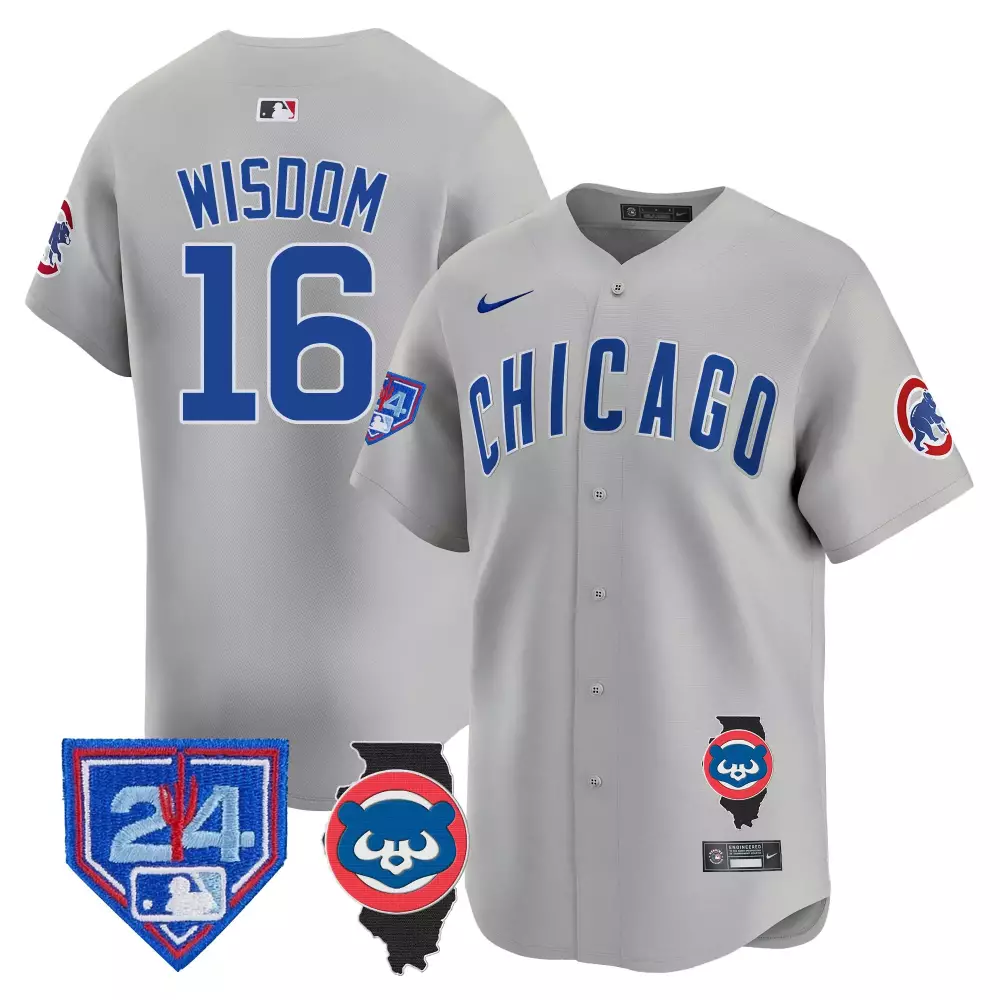 Patrick Wisdom 16 Cubs Jersey Gray City Connect Chicago Illinois State Shape Men