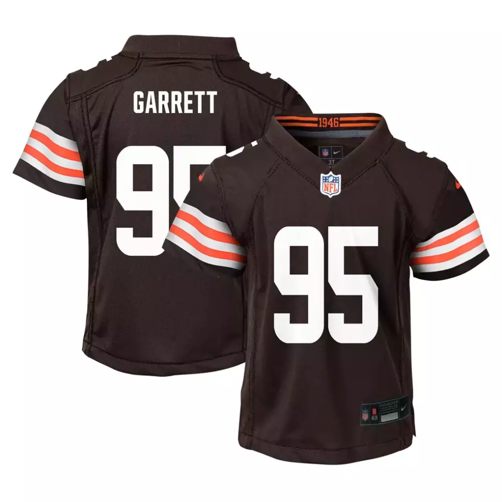 Myles Garrett 95 Cleveland Browns Jersey Brown Kids Standard Orange White Game