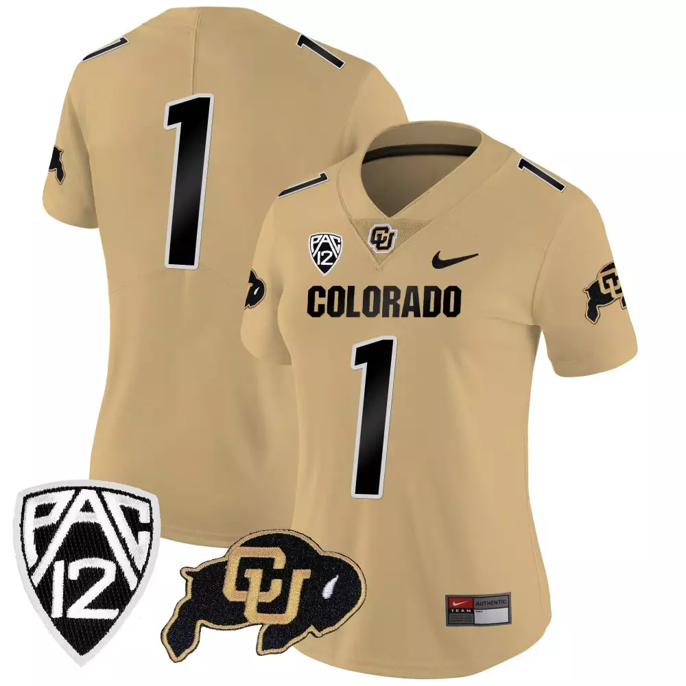 Buffaloes 1 Colorado Jersey Gold Women Black Vapor Limited All Stitched