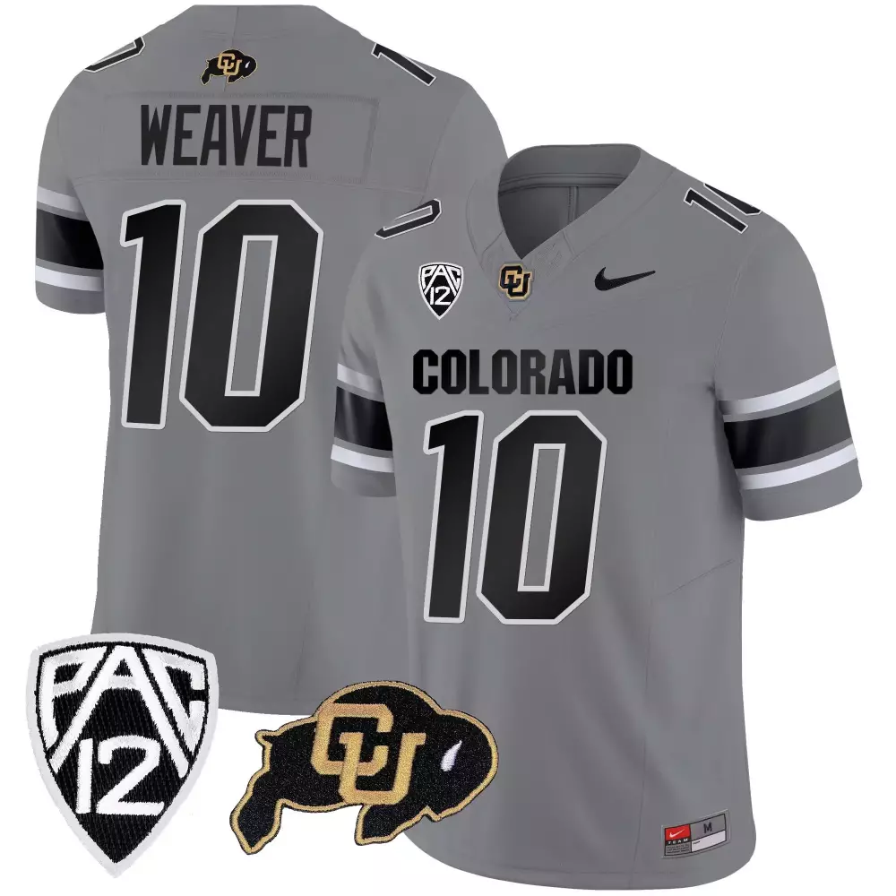 Xavier Weaver 10 Jersey Gray Colorado Buffaloes 2023 Men Black White Vapor Limited