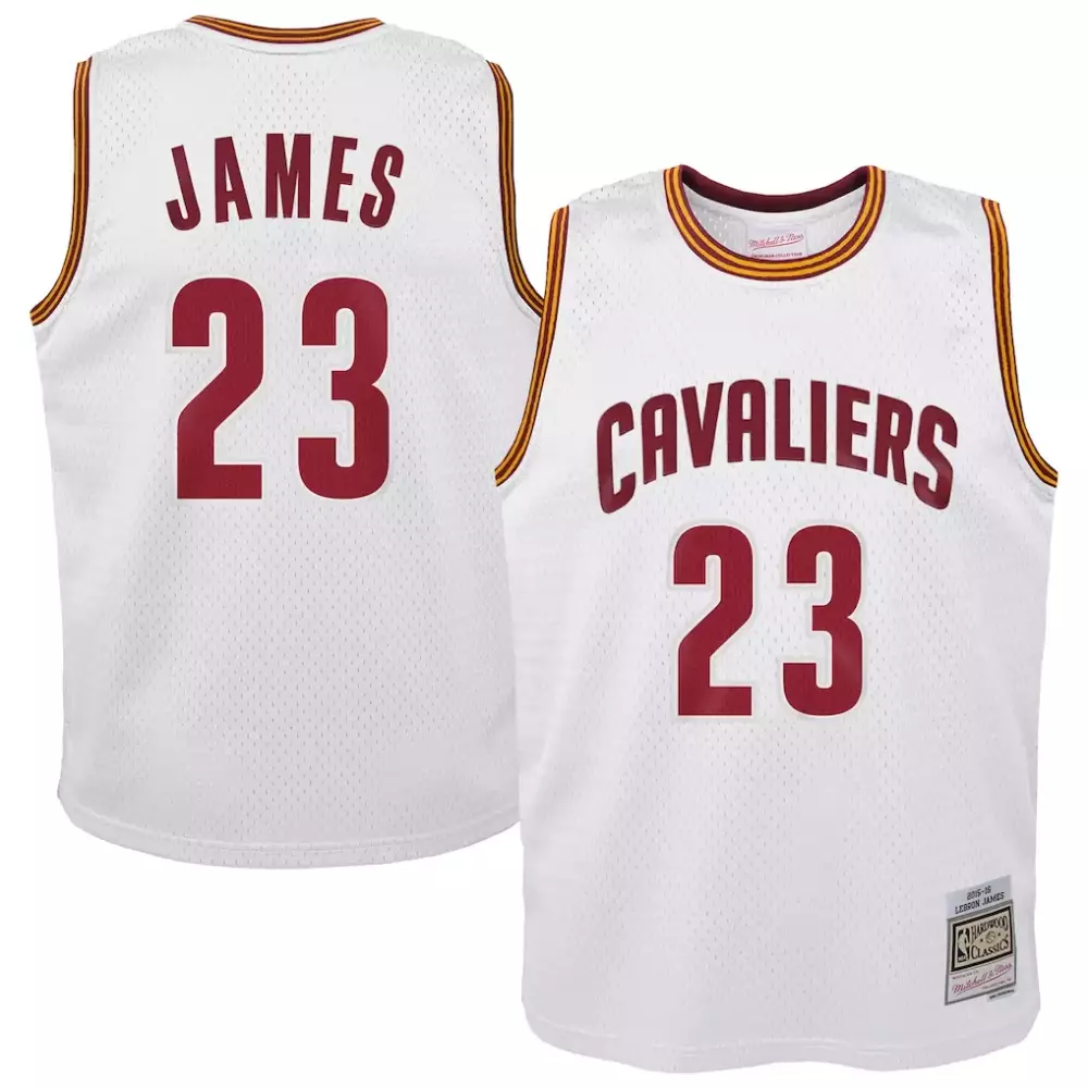 Lebron James 23 Cavaliers Jersey White Mitchell Ness Hardwood Classics Men Replica