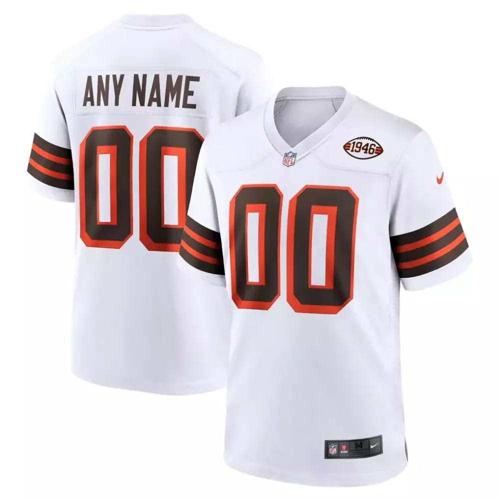 Cleveland Browns Jersey White Men Orange Brown Collection Alternate Custom