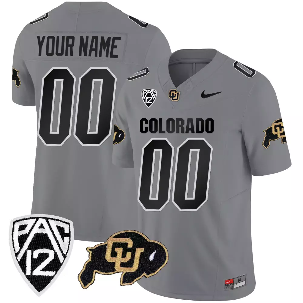 Custom Colorado Buffaloes Jersey Gray Cu Buffalo Black All Stitched Vapor