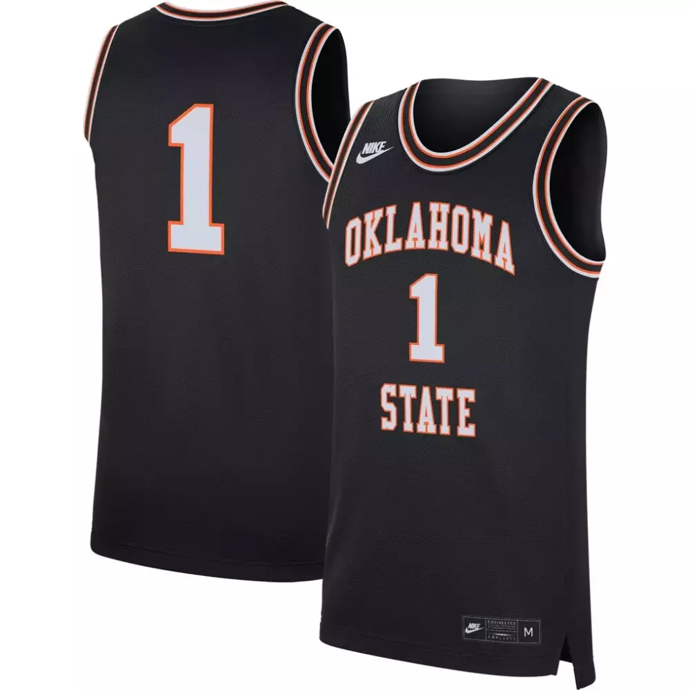 Custom Oklahoma State 1 Jersey Black Men Orange White Replica