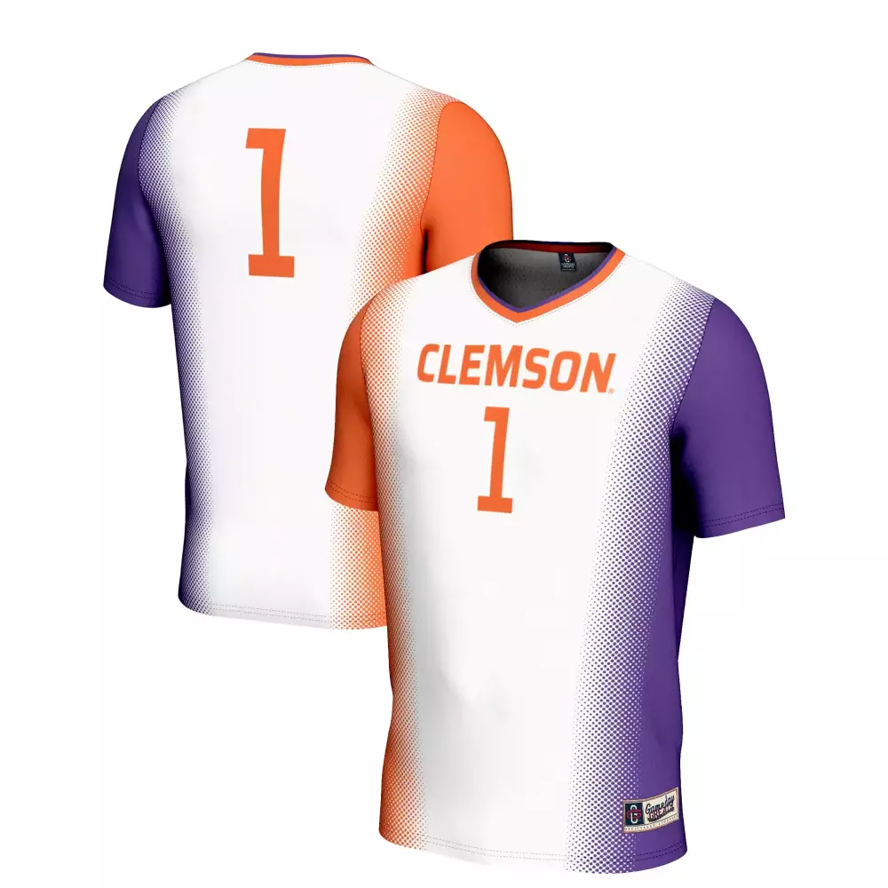 Clemson 1 Jersey White Player Split Design Orange Purple All Stitched Vapor