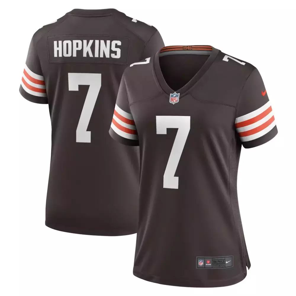 Deandre Hopkins 7 Jersey Brown Cleveland Browns Women NFL White Orange Game