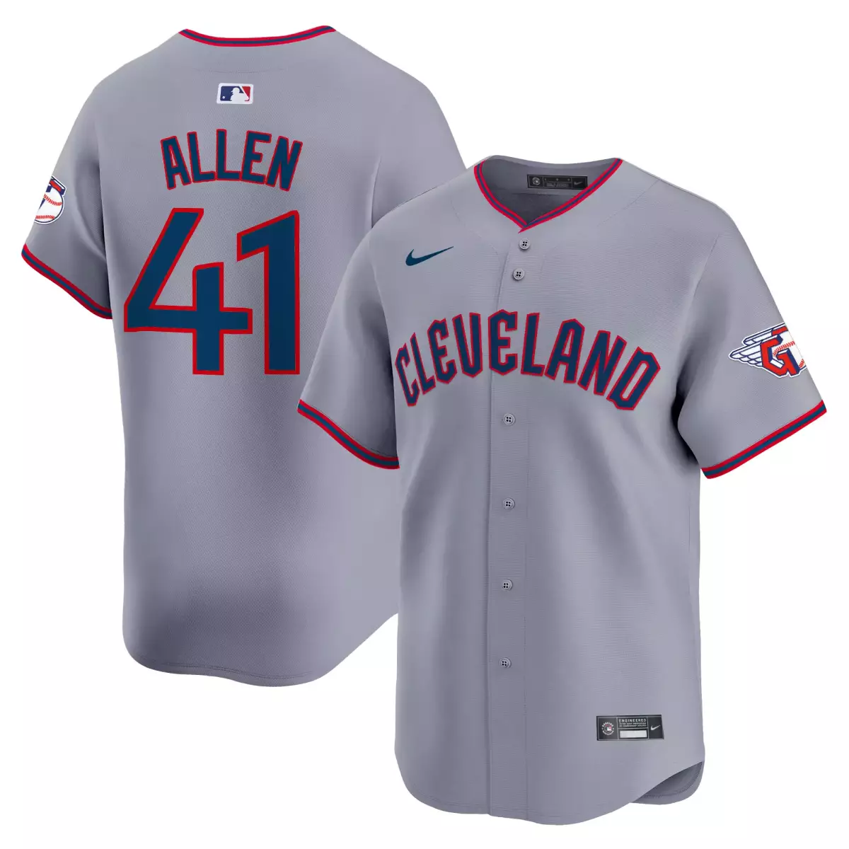 Nick Allen 41 Cleveland Guardians Jersey Gray City Connect Men Split Design Red Navy