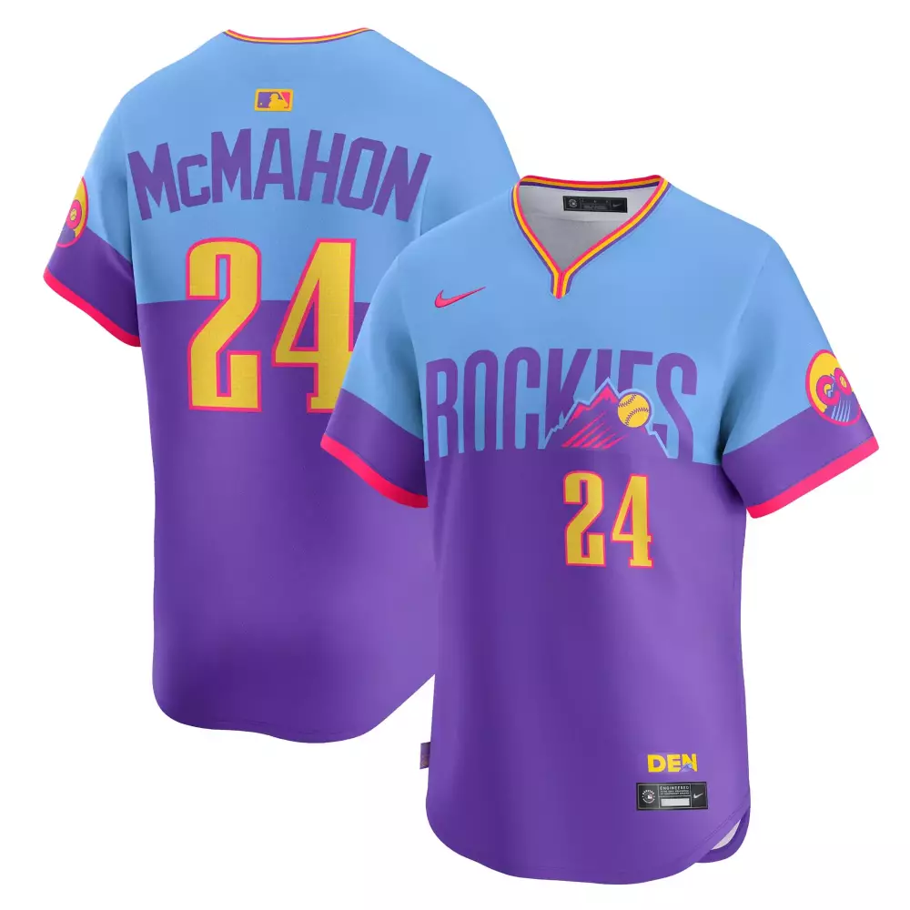 Ryan Mcmahon 24 Rockies Jersey Blue Men Split Design Purple Yellow Pink All Stitched