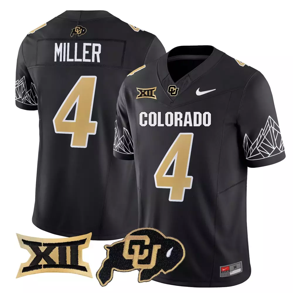 Miller Buffaloes 4 Colorado Jersey Black Big Xii Cu Buffalos Men Gold White Vapor