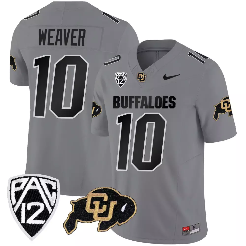 Xavier Weaver 10 Jersey Gray Colorado Buffaloes Men Black White Gold Vapor Limited