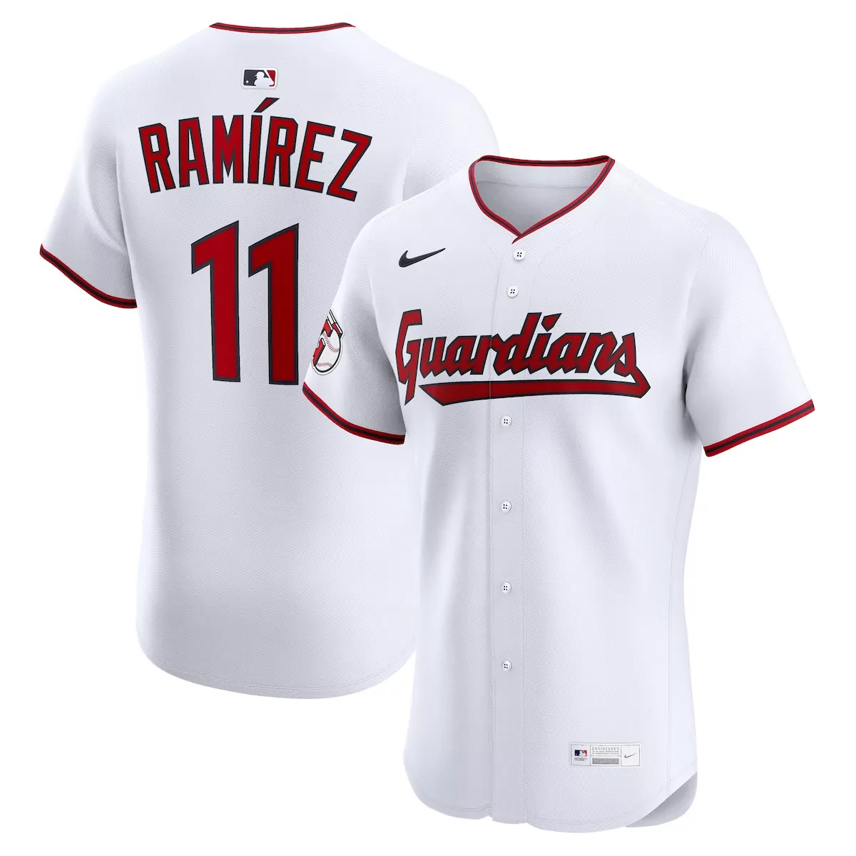 Jose Ramirez 11 Guardians Jersey White Men Red Home Elite