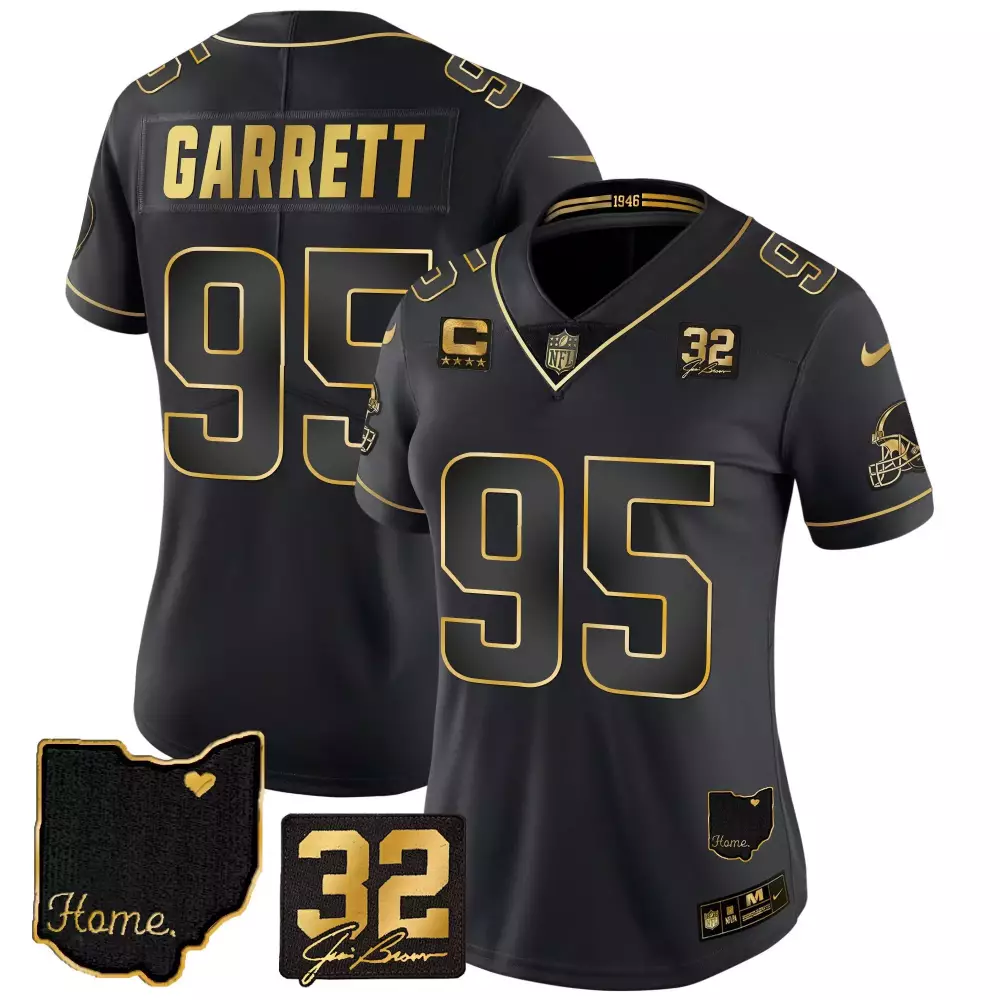 Myles Garrett 95 Cleveland Browns Jersey Black 1946 Men Player Gold Home All Stitched