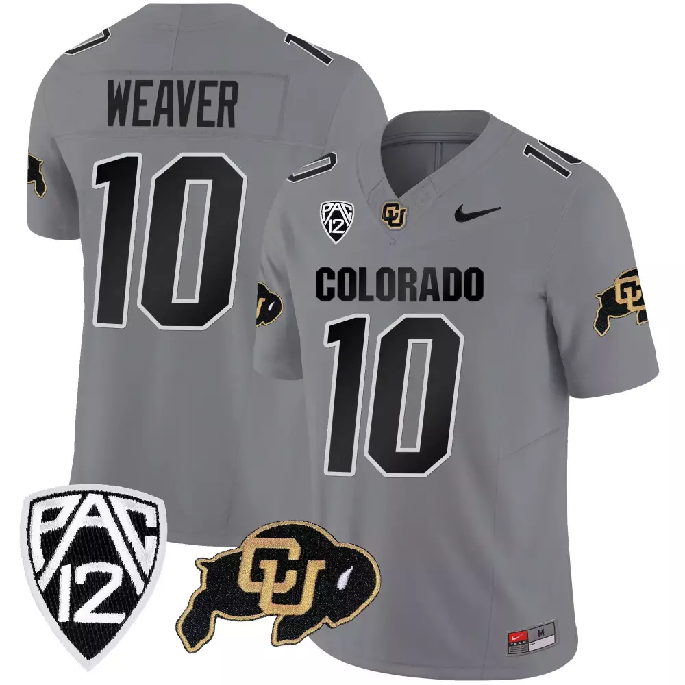 Xavier Weaver 10 Jersey Gray Colorado Buffaloes Men Black White Vapor Limited All