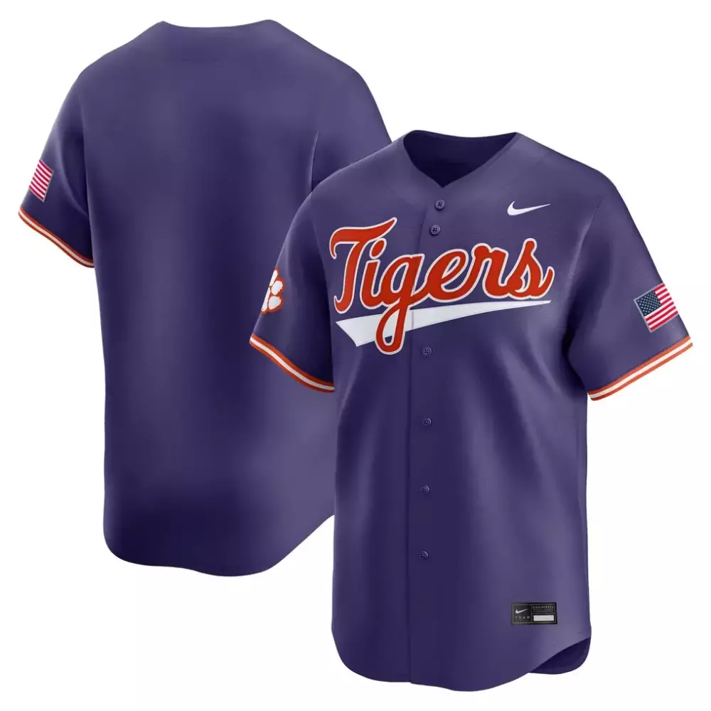College Clemson Tigers Jersey Purple Men Orange White Limited