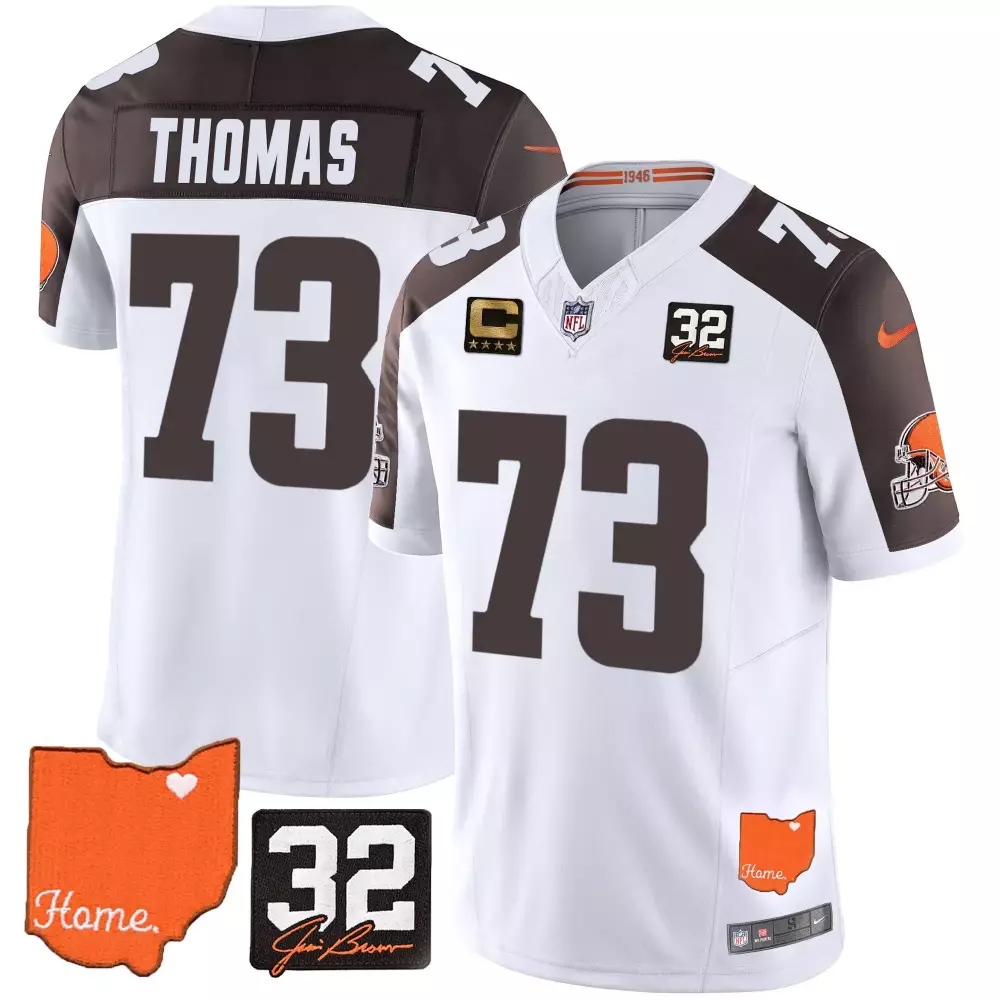 Joe Thomas 73 Cleveland Browns Jersey White Ohio Home Brown 32 Men Orange v2 All