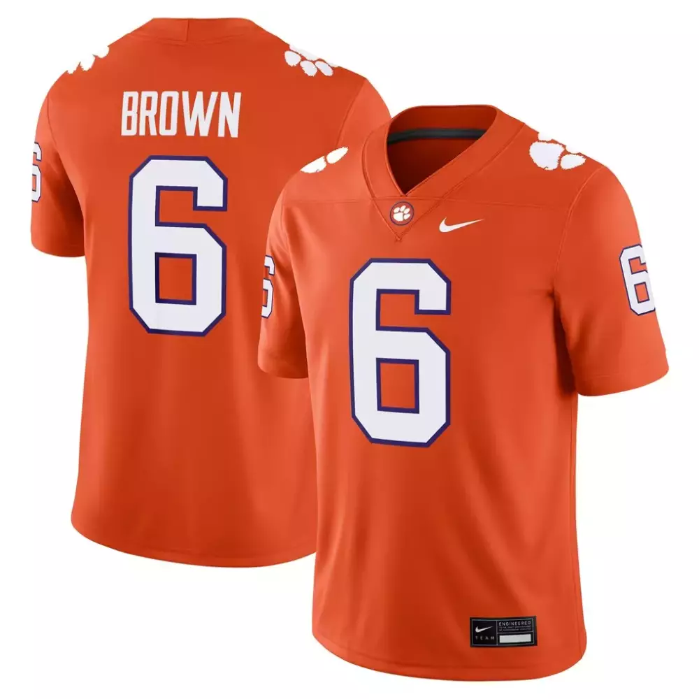 Brown 6 Clemson Tigers Jersey Orange Paw Men Authentic White Purple Game
