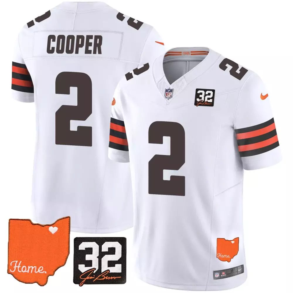 Amari Cooper 2 Cleveland Browns Jersey White Ohio Shape Heart "home." Men Alternate