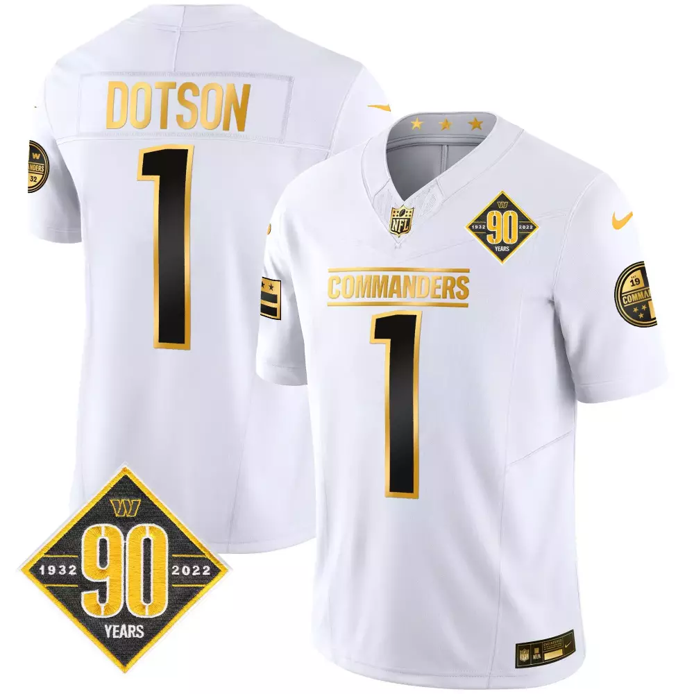 Jahan Dotson 1 Commanders Jersey White 90th Anniversary 90 Years 1932-2022 2022 Men