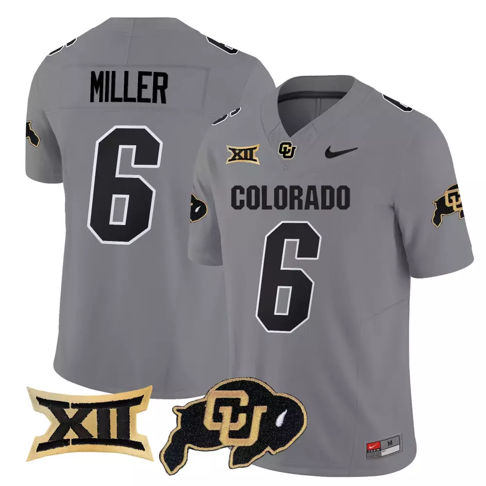 Miller Buffaloes 6 Jersey Gray Colorado Big Buffalo 2023 Men Black Gold Vapor All