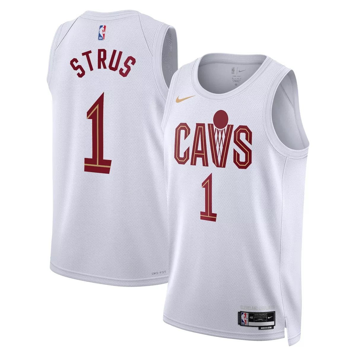 Max Strus 1 Cleveland Cavaliers Jersey White Association Edition 2023 Men Maroon