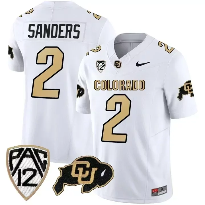Shedeur Sanders 2 Colorado Jersey White Buffaloes Men Gold Black All Stitched