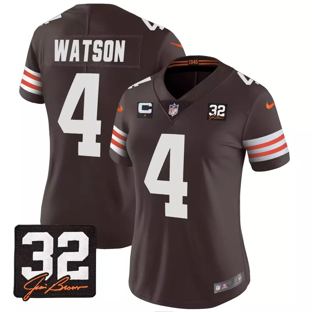 Deshaun Watson 4 Cleveland Browns Jersey Brown 1946 Women NFL Orange White All Stitched