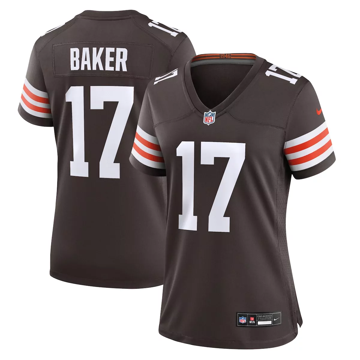 Jerome Baker 17 Cleveland Browns Jersey Brown Women NFL Orange White Game