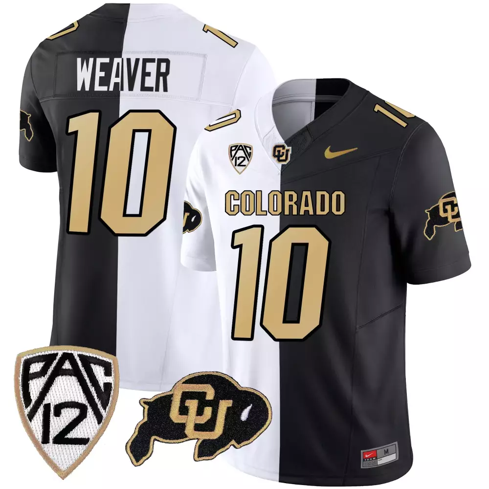 Xavier Weaver 10 Jersey Black Colorado Buffaloes Men Split Design White Gold Vapor