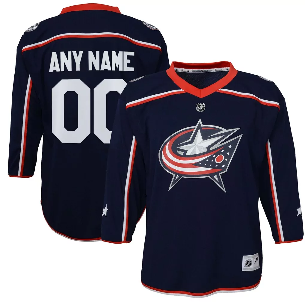 Columbus Blue Jackets Jersey Navy Men Red White Home Replica Custom