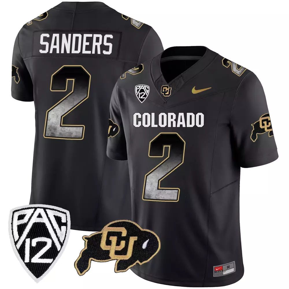 Shedeur Sanders 2 Colorado Jersey Black Cu Buffalo Men Gold Vapor All Stitched