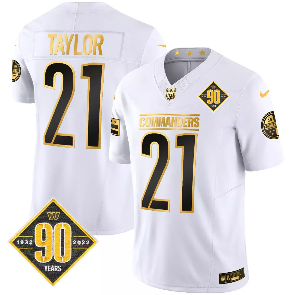 Sean Taylor 21 Commanders Jersey White 90th Anniversary 90 Years 1932-2022 19 Men
