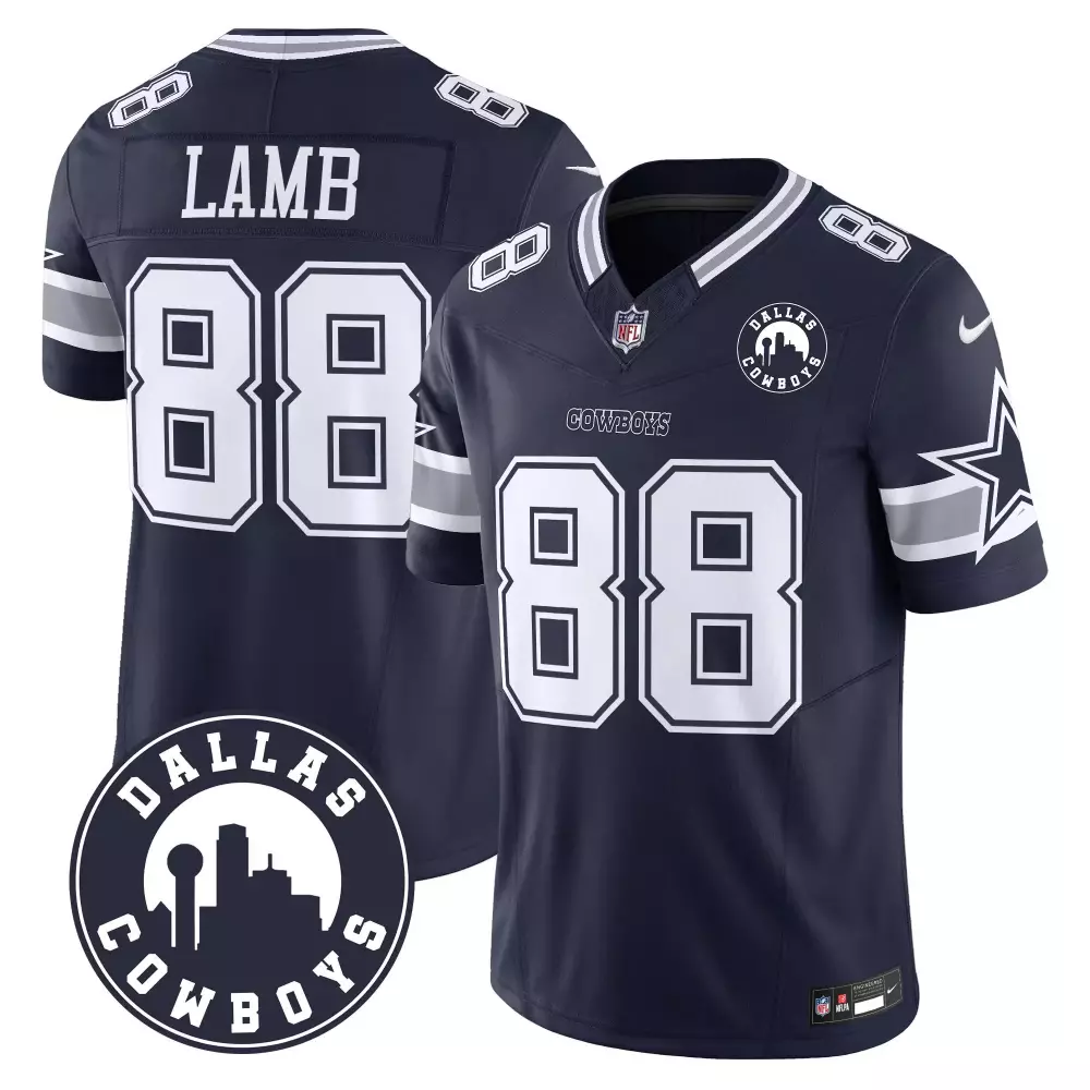 Ceedee Lamb 88 Dallas Cowboys Jersey Navy Blue Men White Silver Vapor Limited All
