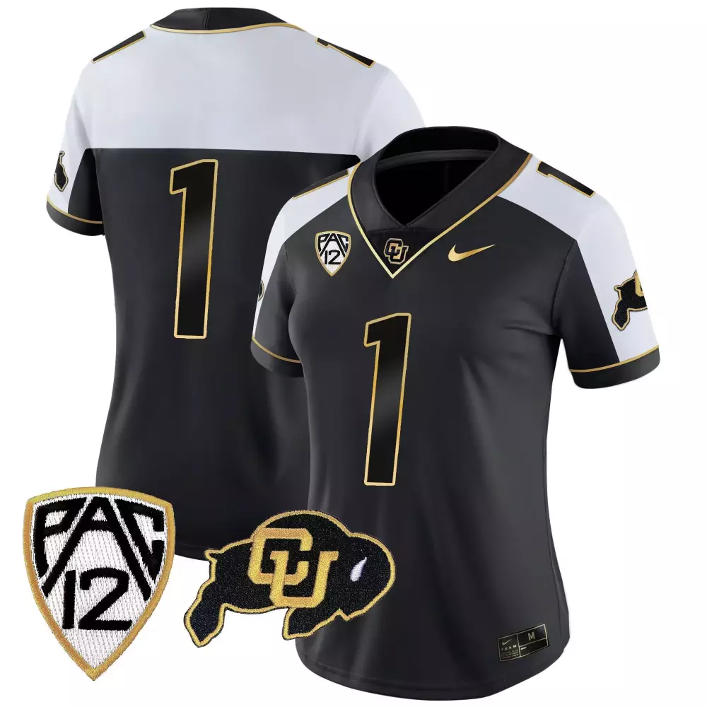 Unassigned 1 Colorado Buffaloes Jersey Black Women White Gold Alternate Vapor Limited