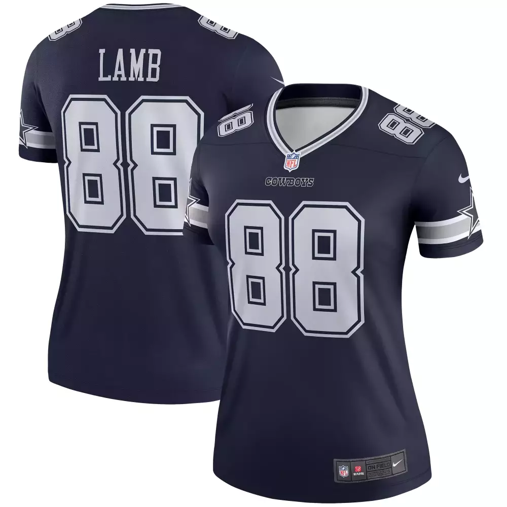 Ceedee Lamb 88 Cowboys Jersey Navy Men NFL Silver White Stitched Vapor All
