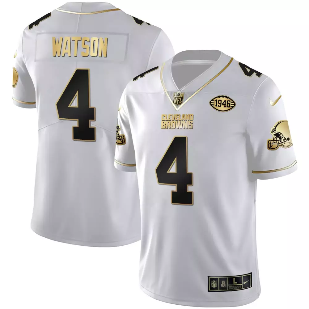Deshaun Watson 4 Cleveland Browns Jersey White 1946 Anniversary Helmet Men Player