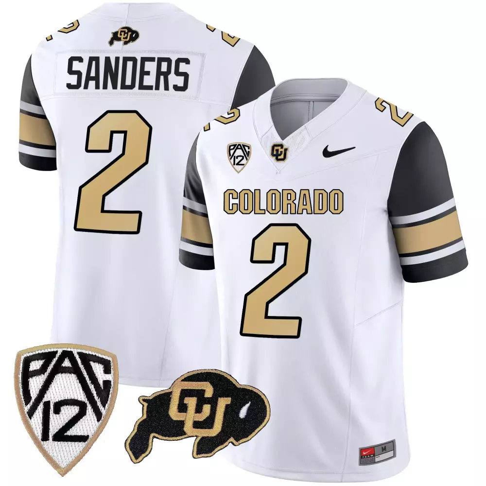 Shedeur Sanders 2 Jersey White Ncaa Colorado Buffaloes 2022 Men Gold Black Vapor