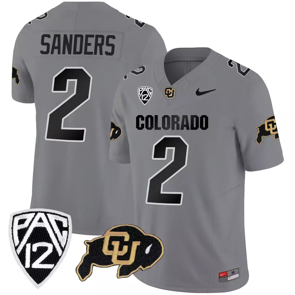 Shedeur Sanders 2 Colorado Jersey Gray Cu Buffs Men Black Gold Vapor Limited All