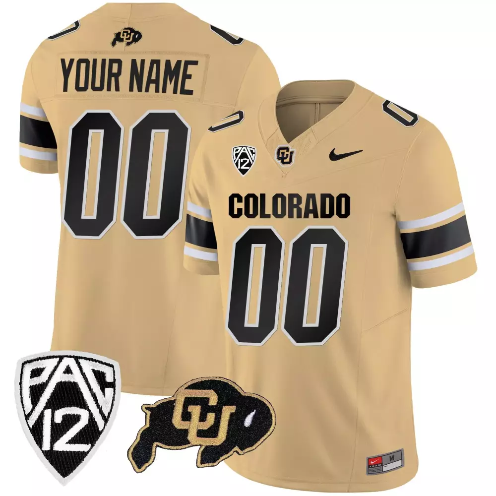 Custom Colorado Buffaloes Jersey Gold Men Black White Vapor Limited v3 All Stitched