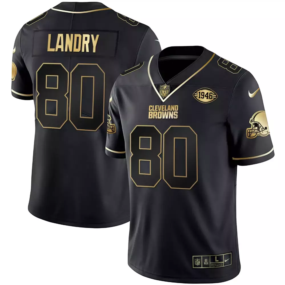 Jarvis Landry 80 Cleveland Browns Jersey Black Men Game Gold Vapor Limited All Stitched
