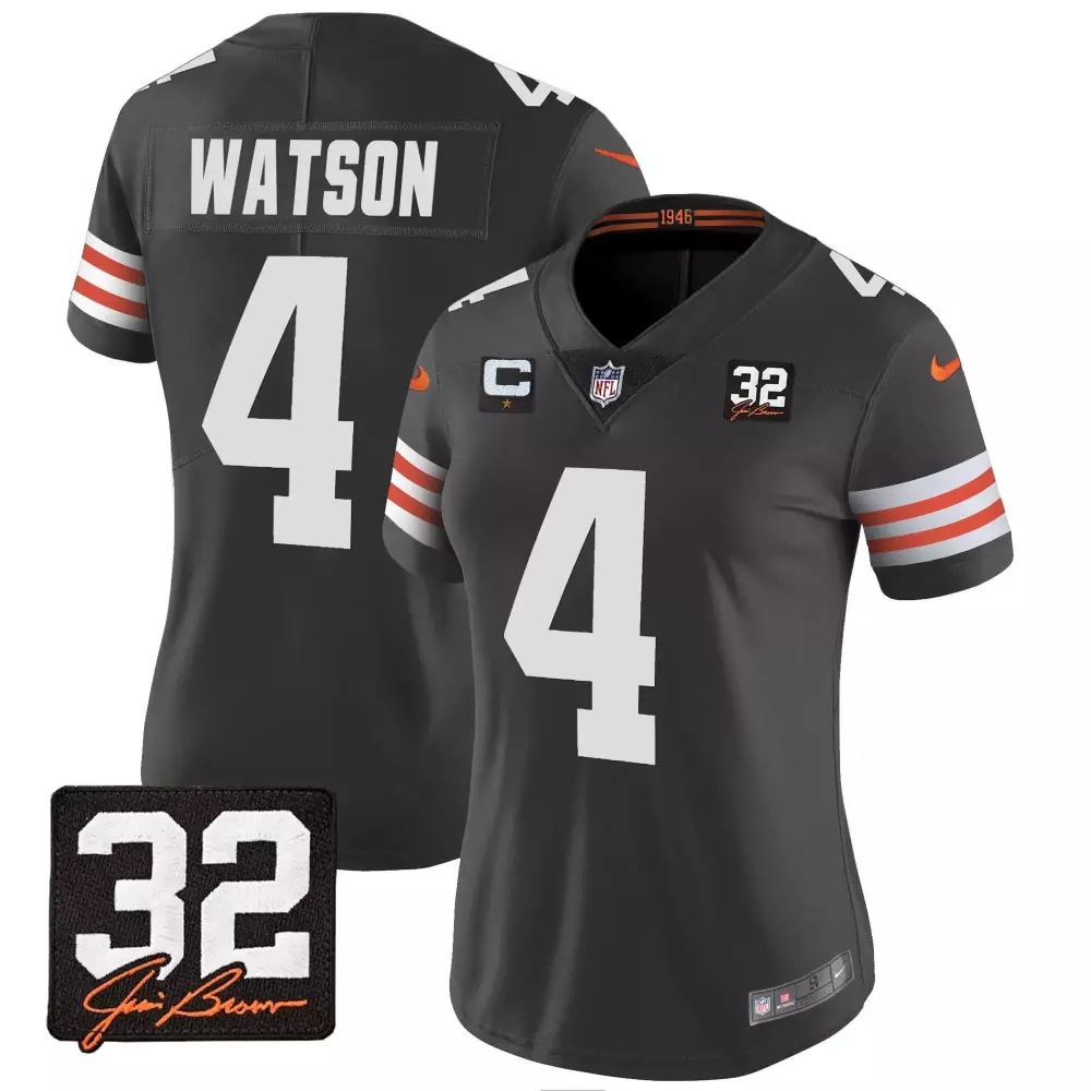 Deshaun Watson 4 Cleveland Browns Jersey Charcoal Men Orange White All Stitched