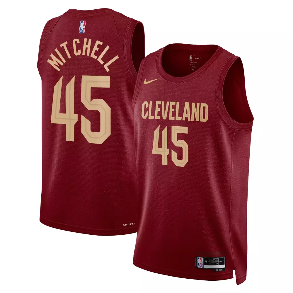 Mitchell 45 Cleveland Jersey Maroon Men NBA Tan All Stitched Vapor