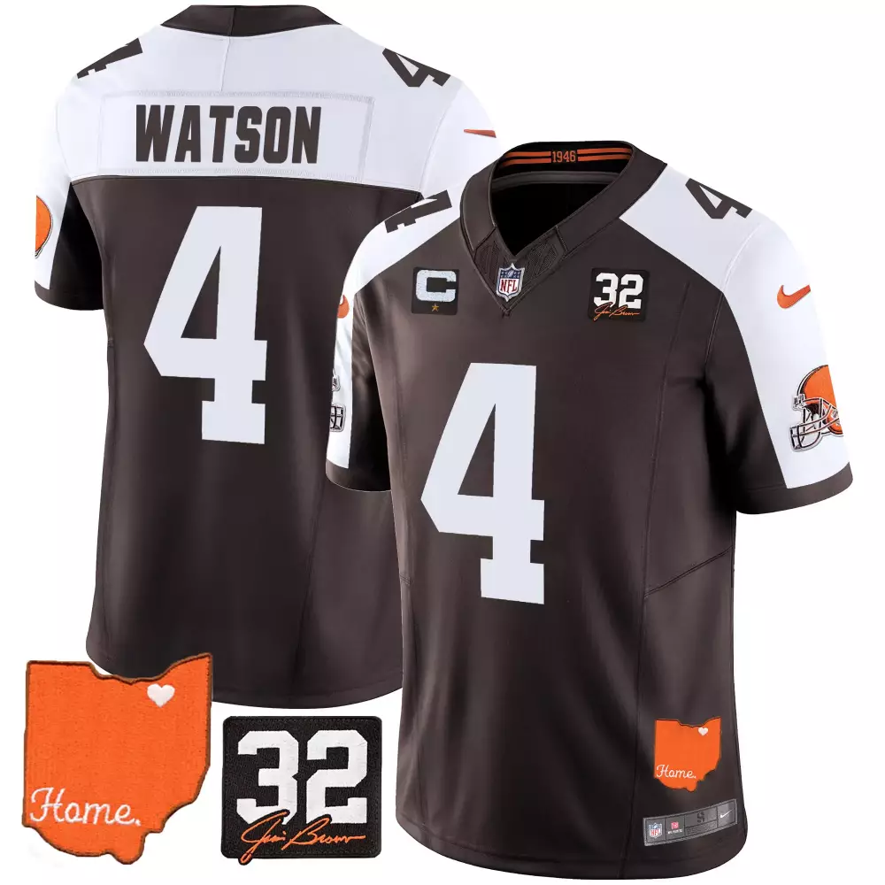 Deshaun Watson 4 Cleveland Browns Jersey Brown Null Ohio Outline Jim 32 Men White