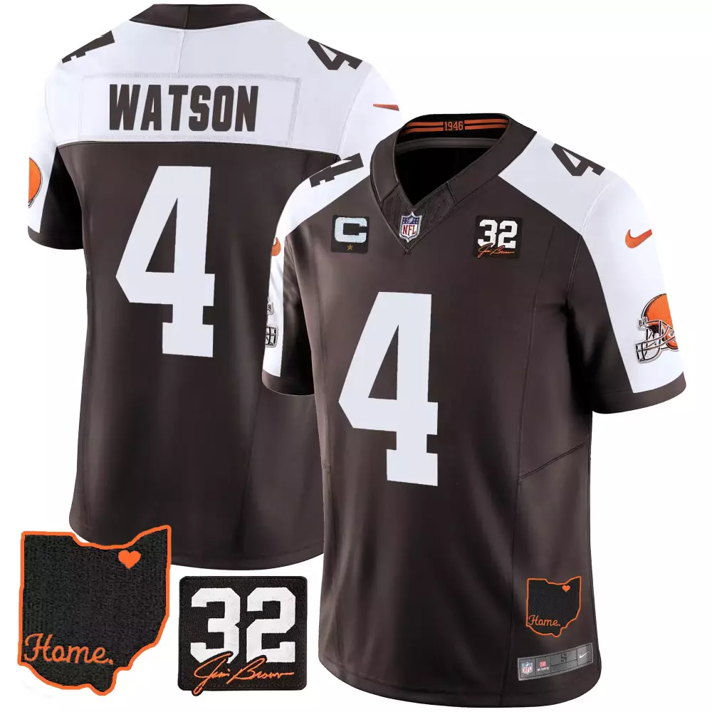Deshaun Watson 4 Cleveland Browns Jersey Brown Ohio Home Number 32 Signature Men