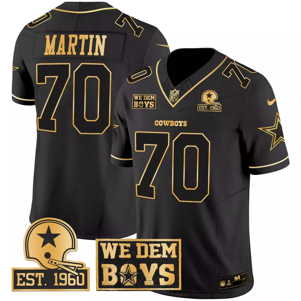 Zack Martin 70 Cowboys Jersey Black Est. 1960 We Dem Boys 2021 Men Player Gold Vapor