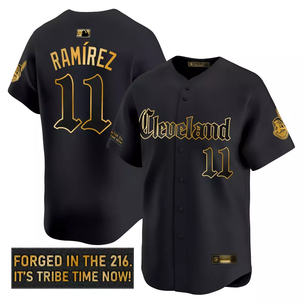 Ramrez Indians 11 Jersey Black City Connect Cleveland Guardians Men Gold Vapor Stitched