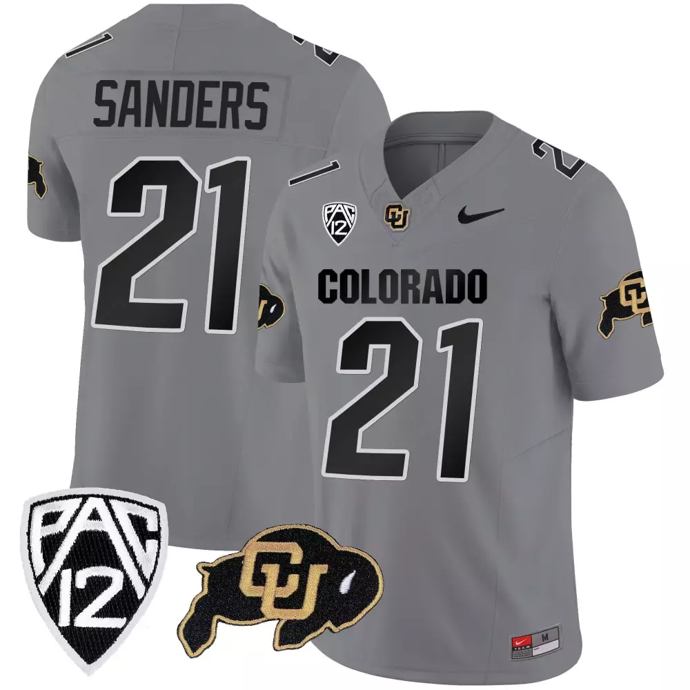 Shilo Sanders 21 Colorado Jersey Gray Buffaloes Men Black Gold Vapor Limited All